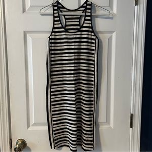 LOFT Racerback Tank Dress in Black and Tan Stripe Size S